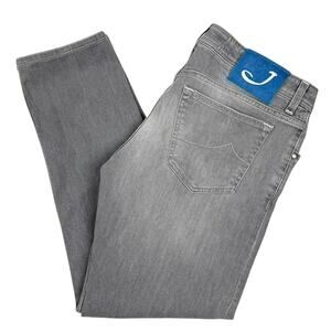 Jacob Cohën Gray Tailored Jeans Handmade Italy 36 Slim Luxury Denim
